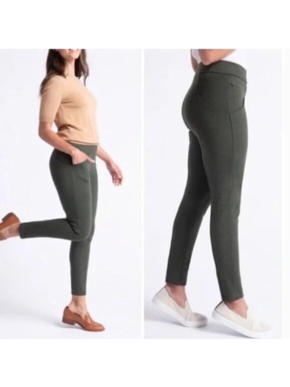 BETABRAND Journey Skinny Pant in Olive - Size S Long/Tall